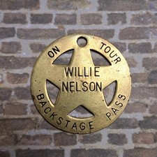 Ciondolo medaglione vintage Willie Nelson Backstage Pass 2" in tour distintivo ottone