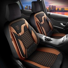 Coprisedili adatti per Ford Fiesta in Alcantara nero-marrone con tasca posteriore