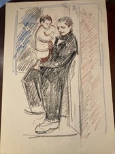 Glauco Tarquini, studio. Pastello su carta. Autenticato. Anni 60