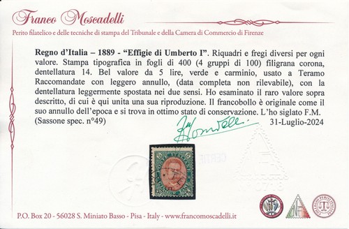 Italia 1889 umberto lire 5 - i,