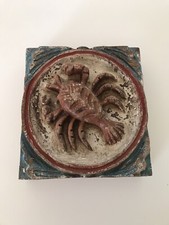 Targa da parete vintage legno pesante intagliato granchio rustico nautico shabby architettonico