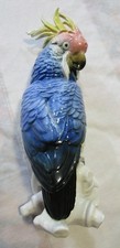Statua porcellana pappagallo cacatua uccellino plastica Karl Ens 27 cm verde marca mulino