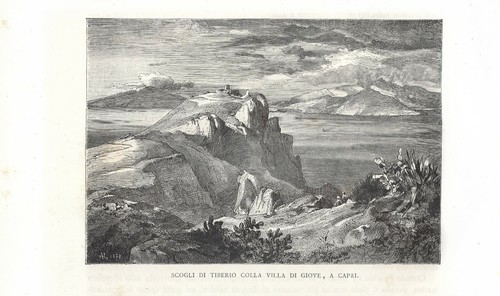 Stampa antica capri rupe - capri,