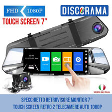 SPECCHIETTO RETROVISORE MONITOR 7″ TOUCH SCREEN RETRO 2 TELECAMERE AUTO 1080P