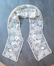 Tenda da altare in pizzo a filetto, bordo, colore ecrù', all'uncinetto, lunghezza 140 cm