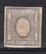 A-10379- 1861 SARDEGNA Cifra in rilievo Sas. 19 nuovo SG 1 centesimo grigio