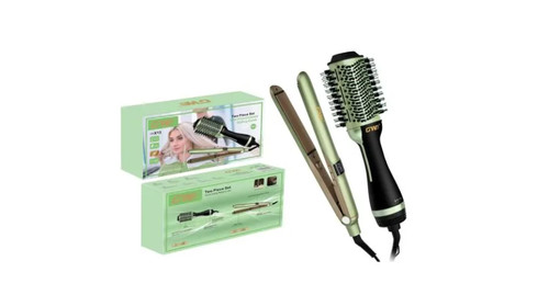 Set piastra capelli spazzola - set, +