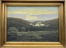 Paesaggio Ampio Impressionista Con Vecchia Fattoria E Pecore Danimarca