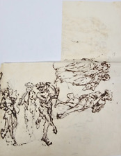 Scuola del XIX Secolo Antico Disegno China su carta Figure  da Collezione raro