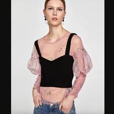 Blusa Zara tulle trasparente