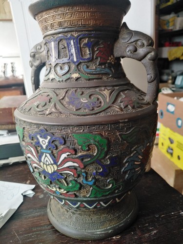 Vaso bronzo cloisonne - in,