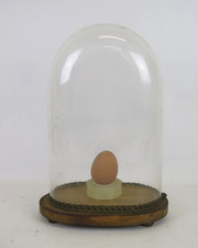 CAMPANA DI VETRO ANTICA CON BASE DI LEGNO CUPOLA ESPOSITORE DI VETRO h27 cm  LN8