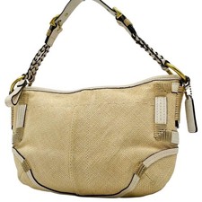 Borsa a tracolla Coach pelle rafia crema borsetta monospalla ottime condizioni