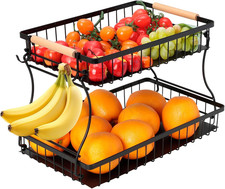 Portafrutta a 2 Piani, Porta Frutta Da Tavolo, Porta Frutta Con 2 Ripiani, 2 Gan