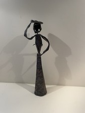 Statua Scultura  Sarda in metallo vintage  Donna in costume sardo