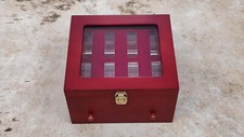 COFANETTO BOX SCATOLA PORTA OROLOGI 16 SCOMPARTI, IN LEGNO, CON VETRINA. NUOVO.