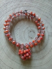 Bracciale A Molla Con Ciondolo Cuore Fatto A Mano All'uncinetto 