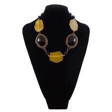 collana corta girocollo grandi pietre agata gialla e nera boho regalo bijoux