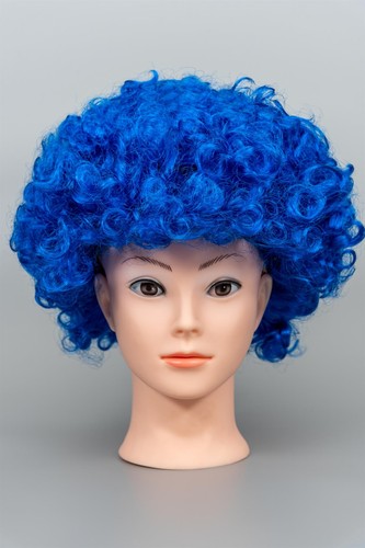 Curly blue afro wig - curly, 70s