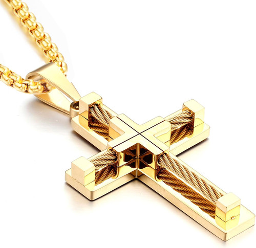 Collana uomo croce placcata
