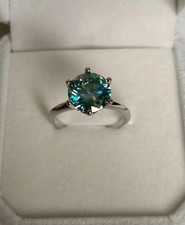 Anello Solitario argento MOISSANITE ( no DIAMANTE) 3 CT 9 mm  D VVS1  misura 14