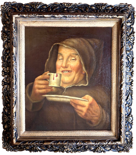 Antico dipinto ritratto - , di