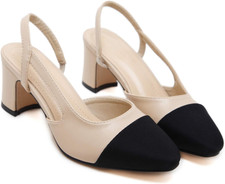 Elegante Donne Scarpe Con Tacco Alto in Pelle Morbida Slingback Sandalo Pompe pe