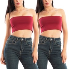 Stock 2 pezzi Top Donna Senza Maniche Corto Fascia Bustier TOOCOOL VI-553