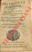 CICERONE - (GUENZI Francesco) - Sentimenti di Cicerone. Tradotti in italiano ad