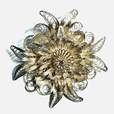 Spilla antica in argento 800 spilla in argento filigrana ciondolo costume tradizionale Ø 45 mm