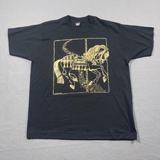 Camicia vintage uomo XXL nero oro anni 90 punto singolo made USA Air Wave Carousel Horse