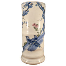 Antico vaso bambù porcellana cinese cappello supporto fiori uccellini ex lampada Cina