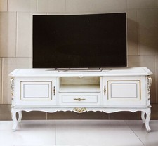 Mobile porta tv  barocco bianco in legno massello