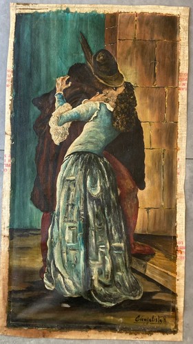 Vecchio dipinto olio tela - vecchio, a