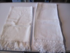 Lotto di 5 Asciugamani della nonna fatti a mano anni 50 con frange in cotone