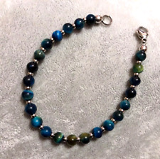 Bracciale Uomo in Pietra dura Naturale Occhio di Falco Tigre Blu/Azzurro 6mm