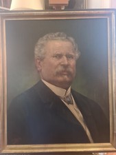 ritratto olio su tela incollata su legno di gentiluomo fine dell'800 primi 900