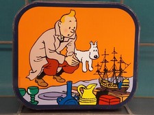 vecchia scatola di latta "Tim&Struppi", Hergé, Tintin et Milou HBT 9,5x21,5x25 cm