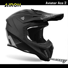 CASCO AIROH IN FIBRA CROSS ENDURO AVIATOR ACE 2 ECE 22.06 BLACK MATT NERO OPACO