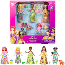 Disney Princess - Principessa E Amico Multipack, Set Con 5 Mini Bambole Snodate 