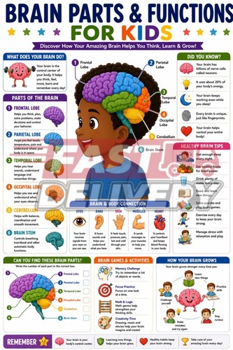 Poster cervello per bambini - cervello,