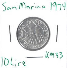Moneta San Marino 10 Lire 1974
