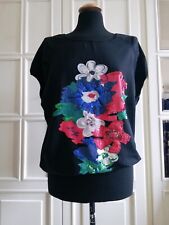 Maglietta donna oversize Liu Jo fiori paiette perline appliquè cotone, tg. S, M