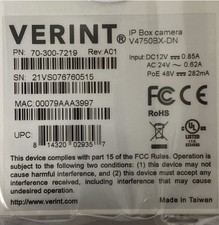VERINT V4750BX-DN Telecamera