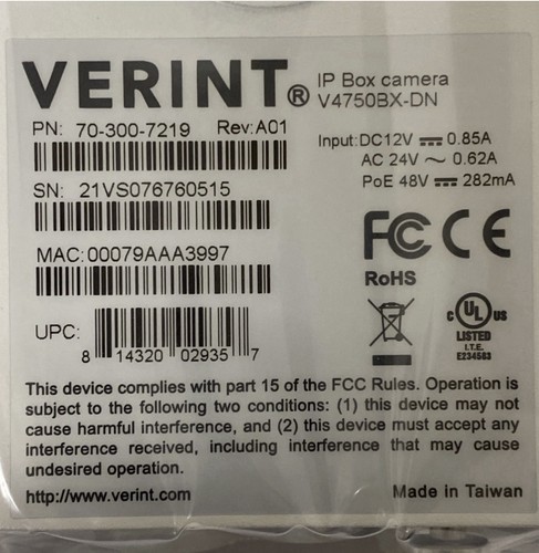 Verint v4750bx telecamera - verint, v4750bx-dn