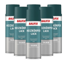 BAUFIX 6 Pezzi Vernice per Radiatore 2in1 ARGENTO RAL 9006 - 400 ml Bomboletta Spray Confezione da 6