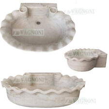 Lavandino acquasantiera conchiglia ovale lavello in marmo scolpito bagno cm 61
