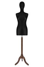 BUSTO DONNA SARTORIALE MANICHINO FEMMINILE NERO CON TESTA E BASE TRE PIEDI