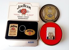 2 Accendini Zippo Vintage Harley Davidson E Jim Beam Con Porta Chiave.