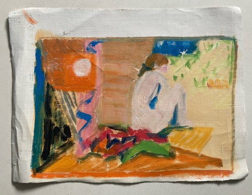 Dipinto olio vintage - scena, di